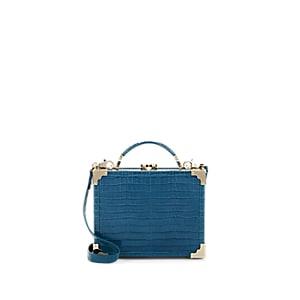 Aspinal Of London Women's Mini Crocodile-stamped Leather Trunk Bag - Blue