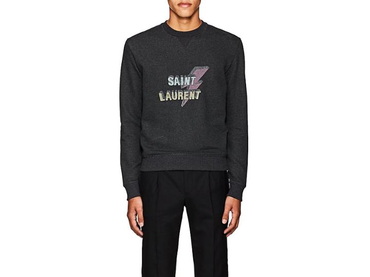 Saint Laurent Men's Logo-graphic Cotton Sweatshirt