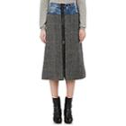 Maison Margiela Women's Denim-inset Herringbone Wool Skirt-grey