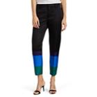 Pt01 Women's Colorblocked Silky Twill Straight Crop Trousers - Black