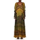Alberta Ferretti Women's Abstract-print Silk Chiffon Gown-grn, Blk