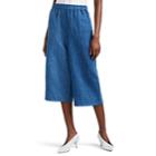 Comme Des Garons Women's Cotton-linen Denim Wide-leg Crop Trousers - Blue