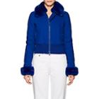 Givenchy Women's Faux-fur-detailed Cotton Denim Bomber Jacket-blue