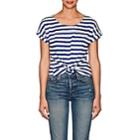 Frame Women's Striped Linen T-shirt - Blue