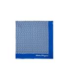 Salvatore Ferragamo Men's Gancio-print Silk Twill Pocket Square - Blue