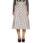 Fendi Women's Striped Layered Silk Midi-skirt-white