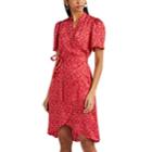 Bytimo Women's Blot-print Satin Wrap Dress - Red