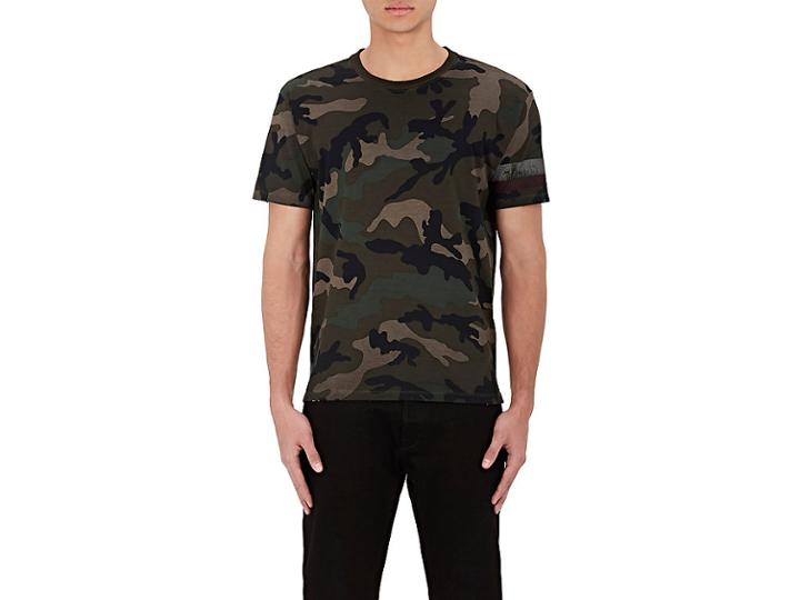 Valentino Men's Camouflage-print Jersey T-shirt
