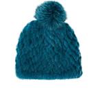Barneys New York Women's Pom-pom-embellished Knitted-fur Hat-blue
