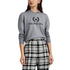 Balenciaga Women's Logo-embroidered Wool Sweater - Gray