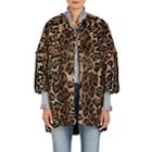 Barneys New York Women's Leopard-print Rabbit-fur Coat-brown