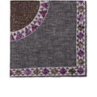 Brunello Cucinelli Men's Circle-print Linen-cotton Pocket Square-purple