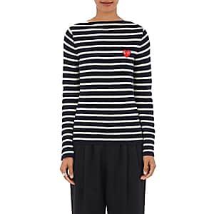Comme Des Garons Play Women's Striped Wool Sweater-navy, White
