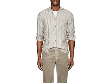 Inis Meain Men's Striped Washed Linen Shirt