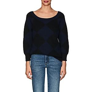 Nina Ricci Women's Diamond-pattern Cotton-wool Sweater-navy