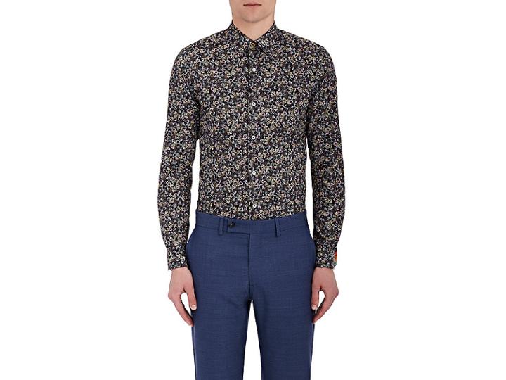 Paul Smith Men's Floral Cotton Poplin Shirt