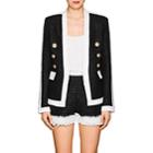 Balmain Women's Fringed Tweed Collarless Jacket-black