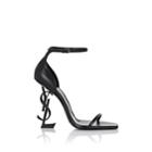 Saint Laurent Women's Opium Leather Ankle-strap Sandals - Black