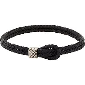 Bottega Veneta Men's Woven Leather Bracelet-black