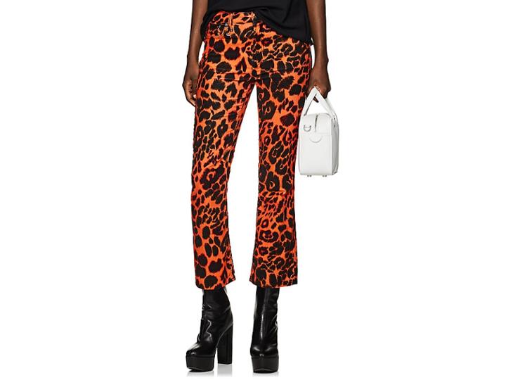 R13 Women's Kick Fit Leopard-print Velvet Mid-rise Pants