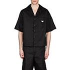 Prada Men's Nylon Gabardine Bowling Shirt-black