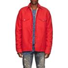 Simon Miller Men's Collyer Cotton Moleskin Shirt Jacket-red
