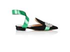 Giannico Women's Jeweled Satin Ankle-wrap Flats