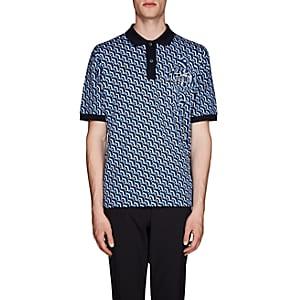 Prada Men's Geometric Cotton Polo Shirt - Black