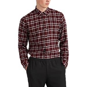 Theory Men's Menlo Plaid Cotton Flannel Shirt - Wine