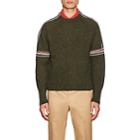 Thom Browne Men's Donegal-effect Wool-mohair Sweater-olive