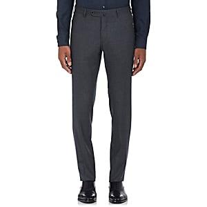 Incotex Men's S-body Slim-fit Wool Trousers - Charcoal