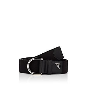 Prada Men's Leather-trimmed Webbed Belt-black