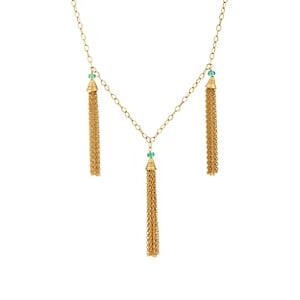 Cathy Waterman Women's Triple Tassel Necklace - Green