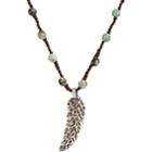 Feathered Soul Men's Feather Pendant On Turquoise Bead & Silk Cord-turquoise