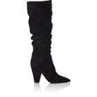 Barneys New York Women's Suede Slouchy Knee Boots-black
