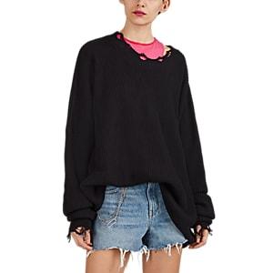 Ben Taverniti Unravel Project Women's Distressed Oversized Cotton-cashmere Sweaterdress - Black