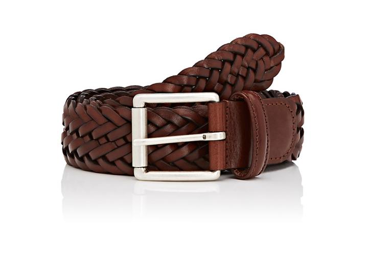 Barneys New York Men's Braided Bridle Leather Belt