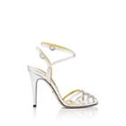 Gucci Women's Draconia Metallic Leather Sandals - Silver