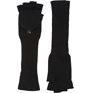 Barneys New York Women's Fingerless Convertible Mittens-black