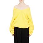 Balenciaga Women's Oversized Shaker-stitched Cotton-blend V-neck Sweater-yellow