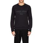 Giorgio Armani Men's Logo Cotton-blend Neoprene Sweatshirt-navy
