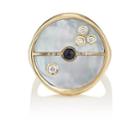 Retrouvai Women's Compass Signet Ring-blue