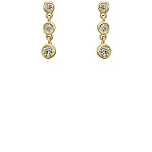 Tate Women's Round White Diamond Strand Earrings-gold