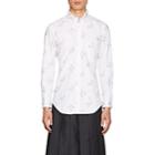 Thom Browne Men's Toy-animal-embroidered Cotton Oxford Shirt-white