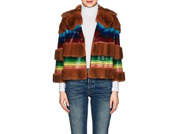 Valentino Women's Sequined Mink Fur Crop Jacket