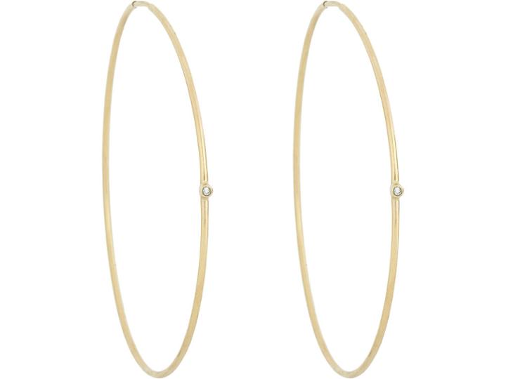 Jennifer Meyer Women's White Diamond & Gold Hoops
