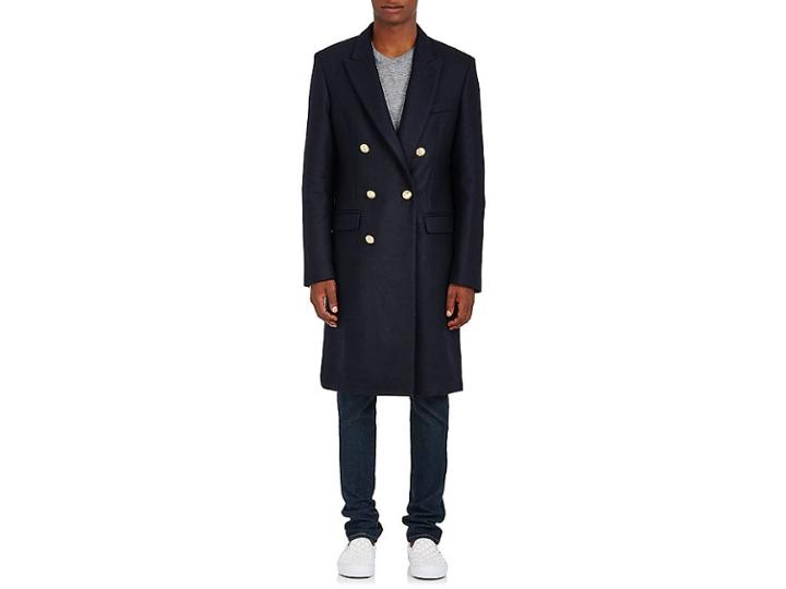 Palm Angels Men's Wool-blend Melton Double-breasted Coat