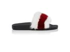 Givenchy Women's Striped Mink Fur Slide Sandals