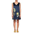 Alice Archer Women's Gale Embroidered Silk Shift Dress-navy