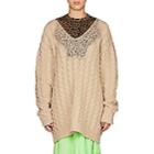 Balenciaga Women's Cable-knit Wool-blend Oversized Sweater-camel